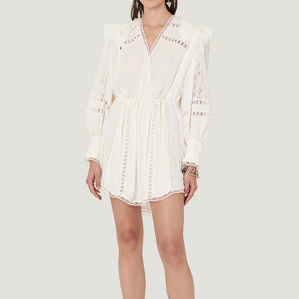 IRO Paris Cassie Mini Dress Lace Embroidered EU 38 US Size 6